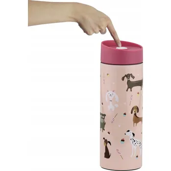 Termoska TERMOS PRO DĚTI TERMOHRNEK DO ŠKOLY RŮŽOVÝ AUTOMATICKÝ UZÁVĚR 400ML