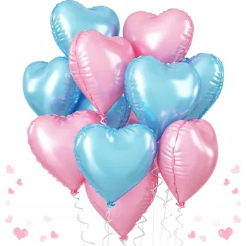 Balónek Fóliové balónky modré a růžové SRDCE 45 cm 12 ks ODHALENÍ POHLAVÍ