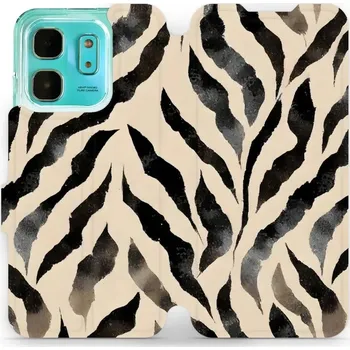 Pouzdro na mobilní telefon Flipové pouzdro Mobiwear - Infinix HOT 50i - VA53S Zebří (Knížkové flip pouzdro, obal, kryt na mobil Infinix HOT 50i - VA53S Zebří, materiál Umělá kůže + TPU - ochrana 360°, stojánek, silikonová vanička, magnetické zavírání)