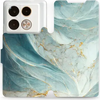 Pouzdro na mobilní telefon Flipové pouzdro Mobiwear - Infinix Note 40 Pro - VP34S Zelenkavý a zlatavý mramor (Knížkové flip pouzdro, obal, kryt na mobil Infinix Note 40 Pro - VP34S Zelenkavý a zlatavý mramor, materiál Umělá kůže + TPU - ochrana 360°, stojánek, silikonová vanička,)