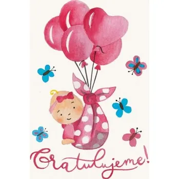 Přáníčko BeBechy - bílé - Holčička tiskopis