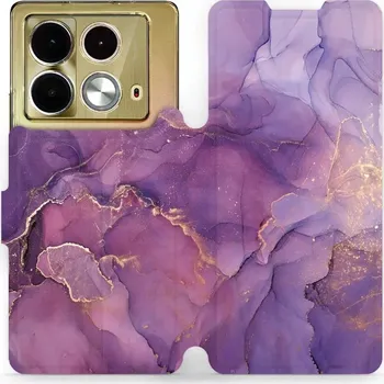 Pouzdro na mobilní telefon Flipové pouzdro Mobiwear - Infinix Note 40 - VP20S Fialový mramor (Knížkové flip pouzdro, obal, kryt na mobil Infinix Note 40 - VP20S Fialový mramor, materiál Umělá kůže + TPU - ochrana 360°, stojánek, silikonová vanička, magnetické zavírání)