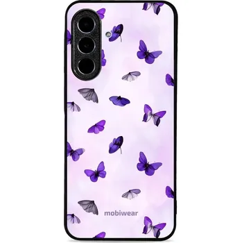 Pouzdro na mobilní telefon Lesklý kryt Mobiwear Glossy - Samsung Galaxy A36 5G - GP77G Fialoví motýlci (Prémiové lesklé pouzdro, obal, kryt Mobiwear Glossy na mobil Samsung Galaxy A36 5G - GP77G Fialoví motýlci, materiál Plast + TPU silikon - krytí po všech stranách, neošoupatelný)