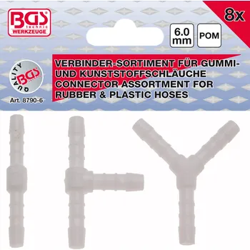 Sada nářadí BGS 8790-6, Sada hadicových spojek | odolná vůči palivům | 6 mm | 8dílná