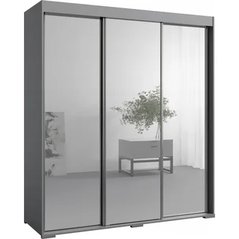 Šatní skříň Posuvná Skříň se zrcadlem Como 3D3L 180 šedá