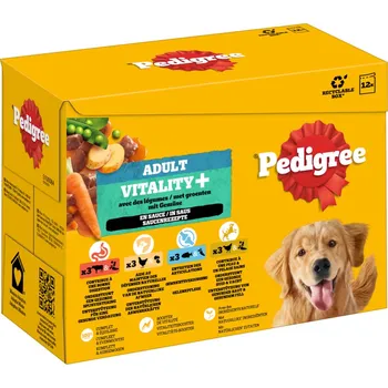 12x85g Pedigree Adult Vitality+ kapsičky 4 druhy v omáčce pro psy vlhké krmivo pro psy