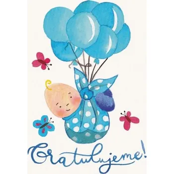 Přáníčko BeBechy - bílé - Chlapeček tiskopis