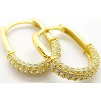 Náušnice Klenoty Budín Dámské kruhové zlaté náušnice se zirkony oválky 585/2,39gr HK2320 (Klenoty Budín Dámské kruhové zlaté náušnice se zirkony oválky 585/2,39gr HK2320)