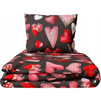 Povlečení Sada povlečení z KŮRY 140 x 200 cm + povlečení 70 x 80 cm, Valentýnský grafit