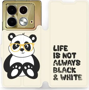Pouzdro na mobilní telefon Flipové pouzdro Mobiwear - Infinix Note 40 - M041S Panda - life is not (Knížkové flip pouzdro, obal, kryt na mobil Infinix Note 40 - M041S Panda - life is not, materiál Umělá kůže + TPU - ochrana 360°, stojánek, silikonová vanička, magnetické zavírání)