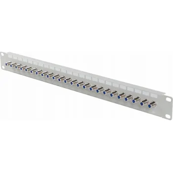Patch panel Lanberg Patch panel 24 portů 19palcová zásuvka Typ F válcovitá šedá