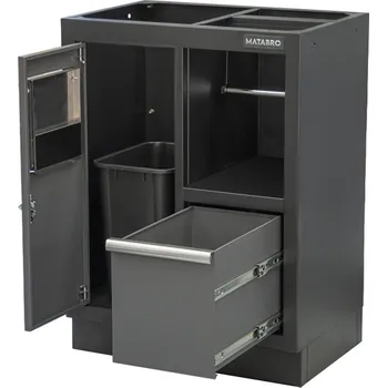 Skříňka na nářadí Matabro SET-CA01066, Dílenská skříňka s dřevěnou pracovní deskou | na odpadky | 680x465x950 mm