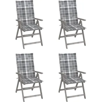 Zahradní polohovací židle s poduškami 4 ks masivní akácie Šedá3065391