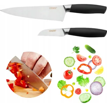 Kuchyňský nůž NOŽE FISKARS NŮŽ ŠÉFKUCHAŘE SADA 2 KUSŮ PRO LOUPOVÁNÍ ŠKRABÁNÍ OSTRÉ