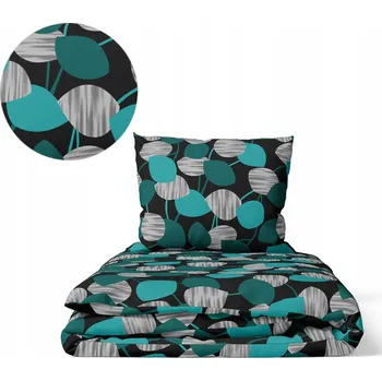 Povlečení Sada Povlečení z Kůry 140x200, 1x70x80, BAVLNA, listy švestkově tyrkysové