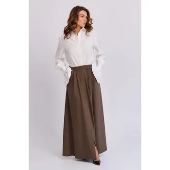 Dámská sukně MANDRAGORA Maxi sukně Wełniana Marie Hnědá Flexible Fit XS_S