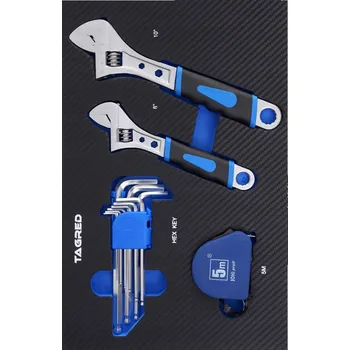 Ruční nářadí Tagred TA19129, Vložka do dílenského vozíku | Sada nastavitelných klíčů | imbusové klíče | 12 dílná