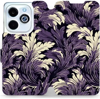 Pouzdro na mobilní telefon Flipové pouzdro Mobiwear - Infinix Smart 8 - VA46S Fialové rostliny (Knížkové flip pouzdro, obal, kryt na mobil Infinix Smart 8 - VA46S Fialové rostliny, materiál Umělá kůže + TPU - ochrana 360°, stojánek, silikonová vanička, magnetické zavírání)