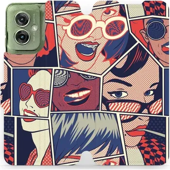 Pouzdro na mobilní telefon Flipové pouzdro Mobiwear - Motorola Moto G55 5G - VP18P Komiks (Knížkové flip pouzdro, obal, kryt na mobil Motorola Moto G55 5G - VP18P Komiks, materiál Umělá kůže + TPU - ochrana 360°, stojánek, silikonová vanička, magnetické zavírání)