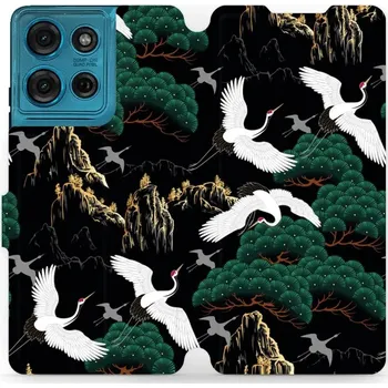 Pouzdro na mobilní telefon Flipové pouzdro Mobiwear - Motorola Moto G75 5G - VP16S Jeřábi (Knížkové flip pouzdro, obal, kryt na mobil Motorola Moto G75 5G - VP16S Jeřábi, materiál Umělá kůže + TPU - ochrana 360°, stojánek, silikonová vanička, magnetické zavírání)