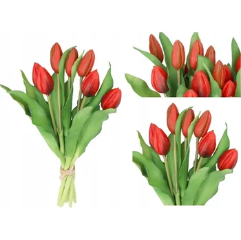 umělá květina TULIPÁNY KYTICE TULIPÁNŮ POTAŽENÁ GUMOU JAKO Z ŽIVOTA 7 KS