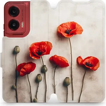 Pouzdro na mobilní telefon Flipové pouzdro Mobiwear - Motorola Moto G35 5G - VP42S Vlčí máky (Knížkové flip pouzdro, obal, kryt na mobil Motorola Moto G35 5G - VP42S Vlčí máky, materiál Umělá kůže + TPU - ochrana 360°, stojánek, silikonová vanička, magnetické zavírání)