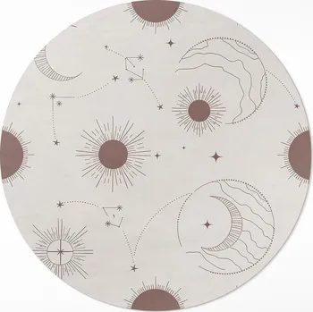 Koberec Kulatý Koberec Vinyl PVC průměr 70 cm Vesmír měsíce hvězdy astrologický vzor