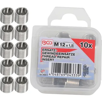 Ruční nářadí BGS 9429-1, Sada náhradních závitových vložek | M12 x 1,5 mm | 10dílná