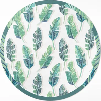 Koberec Kulatý kuchyňský Koberec z PVC, ⌀ 130 cm, boho peří v jemném stylu