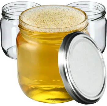 Sklenice 48x SKLENICE 425ML ZAVAŘOVACÍ SKLENICE NA MED A DŽEM ŠROUBOVACÍ VÍČKA FI82
