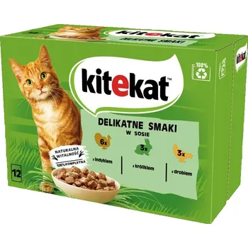 Krmivo pro kočku Kitekat mokré krmivo pro kočky s krůtím, králičím a drůbežím masem v omáčce 12x85 g