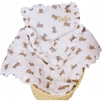 Povlečení MUŠELÍNOVÁ POVLEČENÍ S VÝPLNÍ 60X75 DO KOČÁRKU S VOLÁNKY POLŠTÁŘEK 30X35