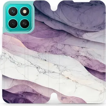 Pouzdro na mobilní telefon Flipové pouzdro Mobiwear - Honor X8c - VP31S Bílý a fialový mramor (Knížkové flip pouzdro, obal, kryt na mobil Honor X8c - VP31S Bílý a fialový mramor, materiál Umělá kůže + TPU - ochrana 360°, stojánek, silikonová vanička, magnetické zavírání)