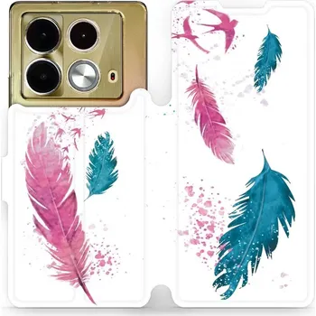 Pouzdro na mobilní telefon Flipové pouzdro Mobiwear - Infinix Note 40 - MR08S Pírka (Knížkové flip pouzdro, obal, kryt na mobil Infinix Note 40 - MR08S Pírka, materiál Umělá kůže + TPU - ochrana 360°, stojánek, silikonová vanička, magnetické zavírání)