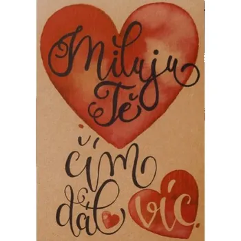 Přáníčko BeBechy - recyklovaný papír - Miluju tiskopis