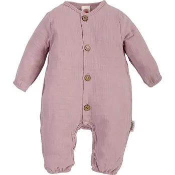 Kojenecký overall Makoma Mušelínový overal bez ťapek PUDROVĚ RŮŽOVÝ - 56