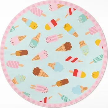Koberec Kulatý Koberec koberec s dekorativním vzorem, průměr 140 cm, Sladké zmrzlinové kornouty