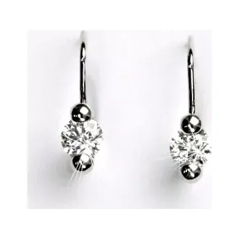 Náušnice Zlaté náušnice čiré zirkony - VE4 - bílé zlato (Náušnice na patent v bílém zlatě)