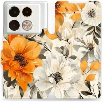 Pouzdro na mobilní telefon Flipové pouzdro Mobiwear - Infinix Note 40 Pro Plus - VP75S Podzimní květy (Knížkové flip pouzdro, obal, kryt na mobil Infinix Note 40 Pro Plus - VP75S Podzimní květy, materiál Umělá kůže + TPU - ochrana 360°, stojánek, silikonová vanička, magnetické)