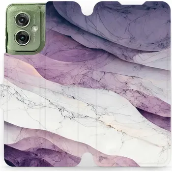 Pouzdro na mobilní telefon Flipové pouzdro Mobiwear - Motorola Moto G55 5G - VP31S Bílý a fialový mramor (Knížkové flip pouzdro, obal, kryt na mobil Motorola Moto G55 5G - VP31S Bílý a fialový mramor, materiál Umělá kůže + TPU - ochrana 360°, stojánek, silikonová vanička, magnetick