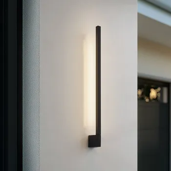 Venkovní osvětlení Lindby LED nástěnné světlo Neano, 80 cm, černé, kov, IP54 - Nástěnný držák – délka 7 cm, šířka 4,6 cm, výška 8 cm černá, bílá 1 x 9,5 W LED - Doprava zdarma