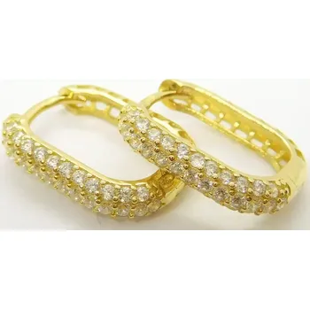 Náušnice Klenoty Budín Dámské kruhové zlaté náušnice se zirkony oválky 585/1,89gr HK2319 (Klenoty Budín Dámské kruhové zlaté náušnice se zirkony oválky 585/1,89gr HK2319)