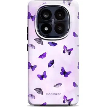 Pouzdro na mobilní telefon Odolný obal Mobiwear Elite Pro - Xiaomi Redmi Note 14 Pro Plus 5G - EP77E Fialoví motýlci (Odolné pouzdro, obal kryt Mobiwear Elite Pro - maximální ochrana mobilu Xiaomi Redmi Note 14 Pro Plus 5G, zesílené hrany, přesné výřezy, pohodlné držení, odolná)