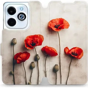 Pouzdro na mobilní telefon Flipové pouzdro Mobiwear - Infinix HOT 40i - VP42S Vlčí máky (Knížkové flip pouzdro, obal, kryt na mobil Infinix HOT 40i - VP42S Vlčí máky, materiál Umělá kůže + TPU - ochrana 360°, stojánek, silikonová vanička, magnetické zavírání)