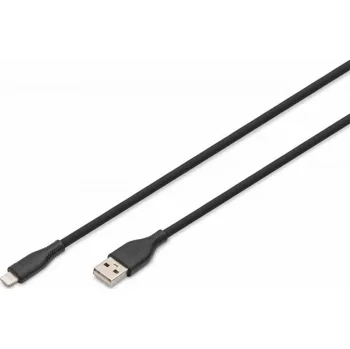 Datový kabel Digitus Silikonový napájecí kabel USB-A – Lightning, USB 2.0 12W, MFI Certified, 1m černý