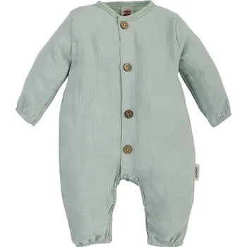 Kojenecký overall Makoma Mušelínový overal bez ťapek PISTÁCIOVÝ - 68