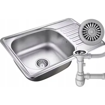 Granitový dřez MyQ Dřez JAKARTA SATÉN dřez kuchyňský ocelový jednokomorový 66x42