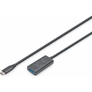 Prodlužovací kabel Digitus Aktivní prodlužovací kabel, USB 3.2 Gen1 5Gbps, USB-C - USB-A, 5m
