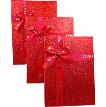 Úložný box DÁRKOVÉ KRABICE S VÍKEM ČERVENÉ NA DÁREK VÁNOČNÍ SADA 3 KS