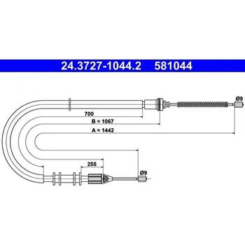Lanko parkovací brzdy Tažné lanko, parkovací brzda ATE 24.3727-1044.2